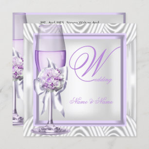 Convite Lavanda de Casamento Elegante Champanhe Lilac Roxo