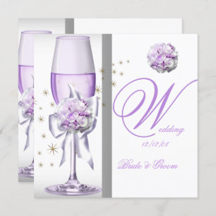 Convite Lavanda de Casamento Elegante Champanhe Lilac Roxo