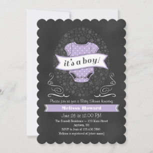 Convite Lavanda de Chá de fraldas Roxo Chalkboard