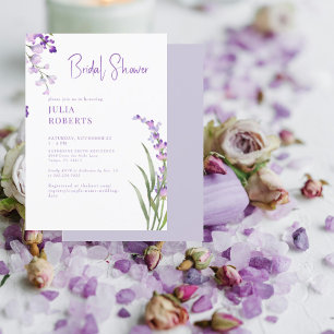 Convite Lavanda de Chá de panela Floral de Aquarela