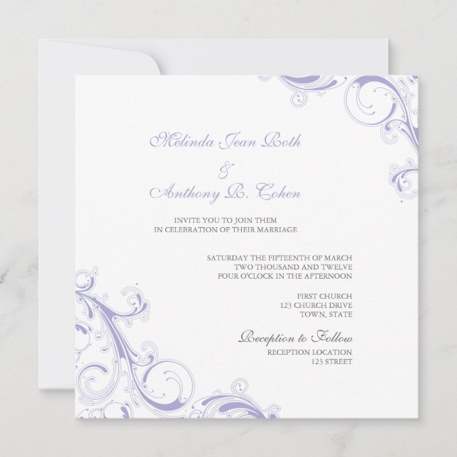 Convite Lavanda de espiral (Frente)