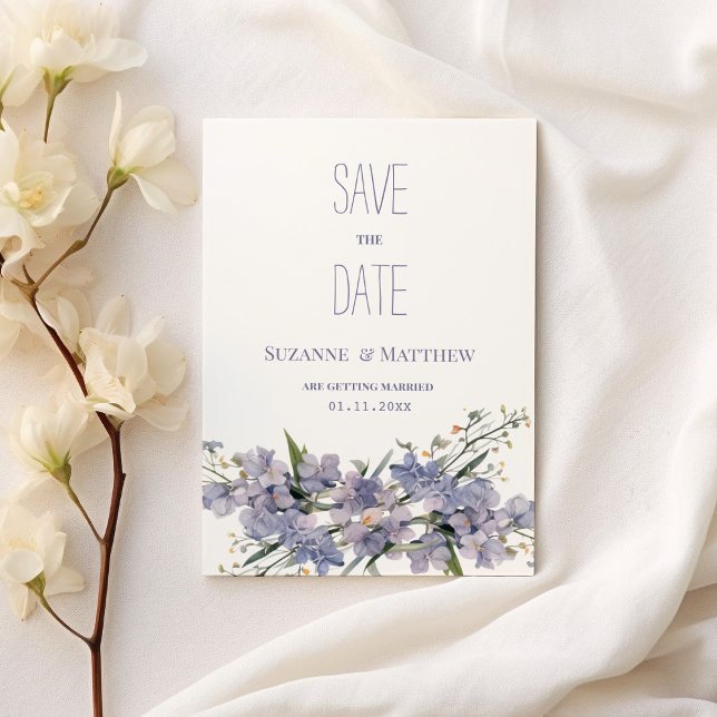 Convite Lavanda de flores cor-de-rosa silvestres de menta  (Lavender blue pink mint wildflowers Save the Date)