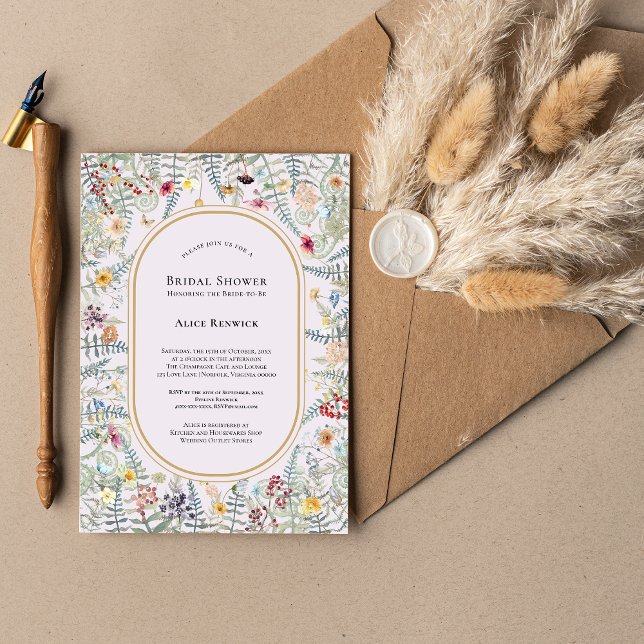 Convite Lavanda de Vintage Wildflower Fern (Criador carregado)