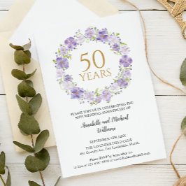Convite Lavanda Delicada Floral Garland 50ª Casamento