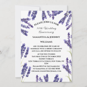 Convite lavanda do 50º aniversário de casamento Russa Flor