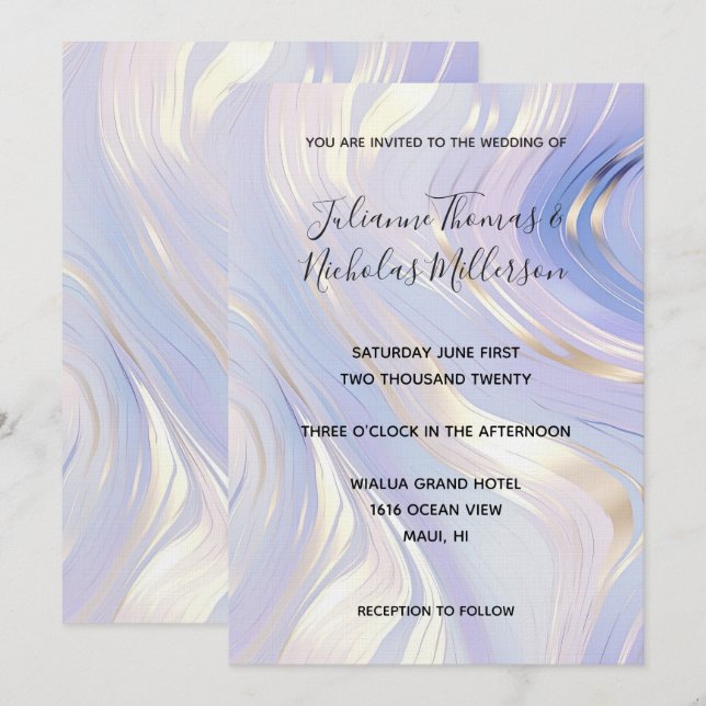 Convite Lavanda Dourada Glam Wedding (Frente/Verso)