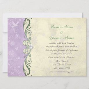 Convite Lavanda e Amarelo Suave Floral Casamento de Primav