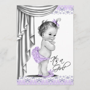 Convite Lavanda e Chá de fraldas de bebê doce