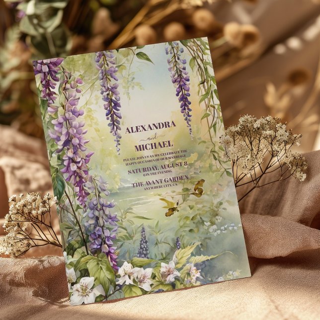 Convite Lavanda Elegance Art Nouveau Wedding (Criador carregado)