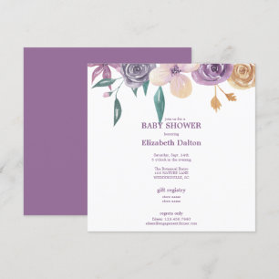 Convite Lavanda Elegante e Chá de fraldas Floral Dourado