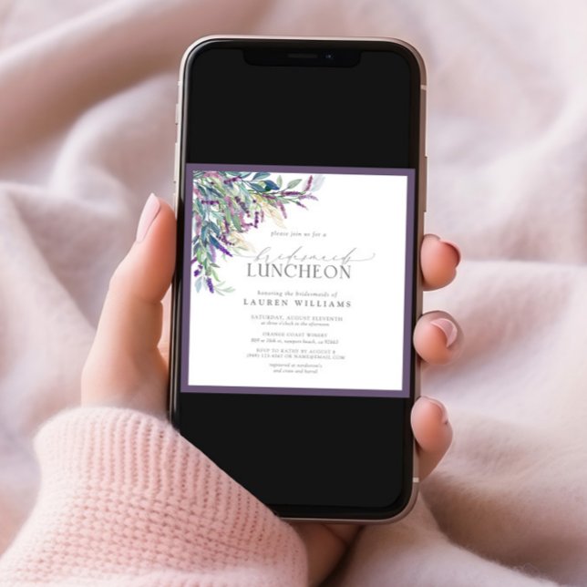 Convite Lavanda Elegante Floral Aquarela Bridal (Criador carregado)