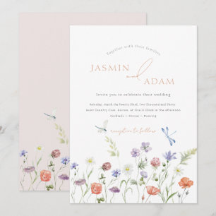 Convite Lavanda Elegante Flores Selvagens Casamento