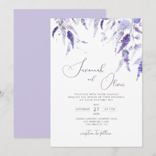 Convite Lavanda Elegante Púrpura Floral LilacCasamento