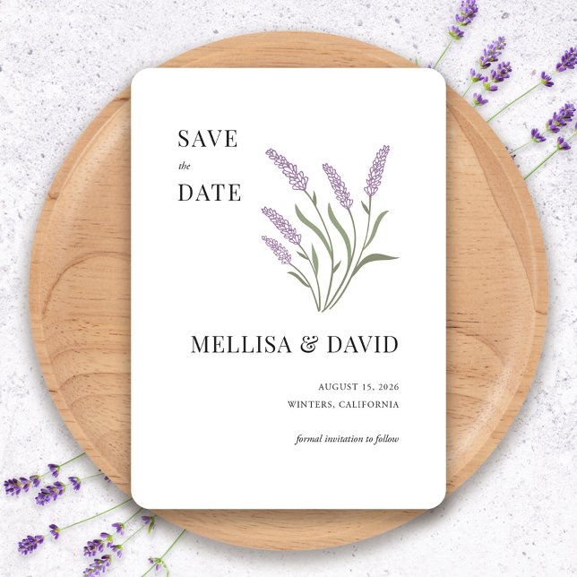 Convite Lavanda Elegante Salvar a Data (Elegant Lavender Save The Date by Fiesta Valley Print)