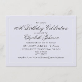Convite Lavanda Elegante Simples e Aniversário Branco