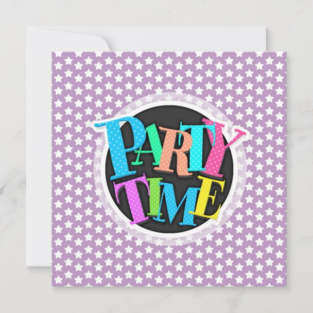 Convite Lavanda - Estrelas roxas e brancas (Frente)