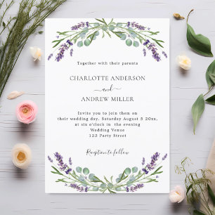 Convite Lavanda eucalipto verde noite casamento