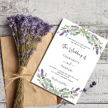 Convite Lavanda eucalipto verde violeta<br><div class="desc">Um fundo branco decorado com flores lavandas e verde de eucalipto. Personalize e seus nomes e detalhes. Fundo: lavanda,  fundo colorido violeta.</div>