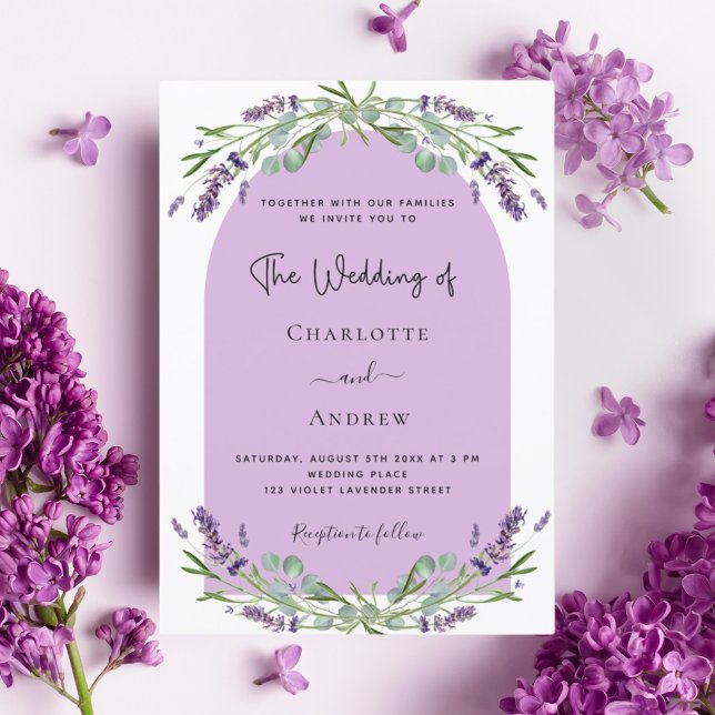 Convite Lavanda eucalyptus greenery arca violeta casamento (Criador carregado)