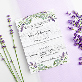 Convite Lavanda eucalyptus verde-madeira branca casamento