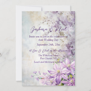 Convite Lavanda Floral de Aquarela