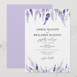 Convite Lavanda Floral Dusty Purple Mauve Lilac Casamento