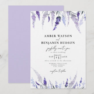 Convite Lavanda Floral Dusty Purple Mauve Lilac Casamento