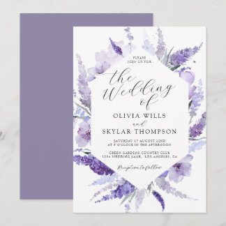 Convite Lavanda Floral Lilac Botânica Casamento