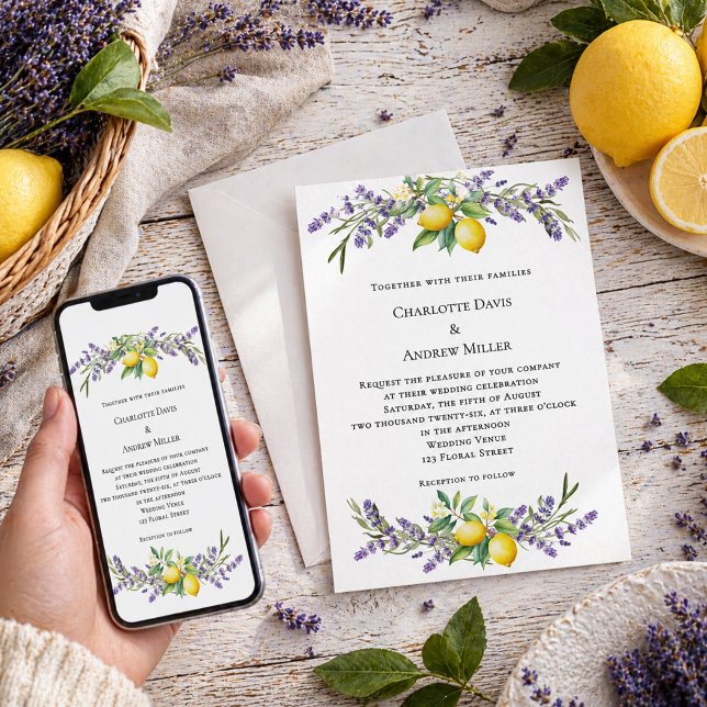 Convite Lavanda floral limões casamento  (Criador carregado)