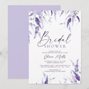Convite Lavanda Floral Mauve Dusty Chá de panela Roxo