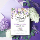 Convite Lavanda Floral  Roxo JANTO REHEARSAL<br><div class="desc">** 3 x 5" ** design de buquê rústico floral simples e elegante em cor d'água (cor d'água) verde em verde, lavanda, roxo, violeta, lilac, rosa-pincel, pêssego, rosa de flor branca / pénia em fundo branco e letras negras. Delicar convites para jantar o ensaio de casamento para o tema de...</div>
