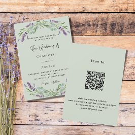Convite Lavanda floral, sábio verde QR luxury casamento
