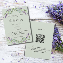Convite Lavanda floral verde sábio verde casamento QR