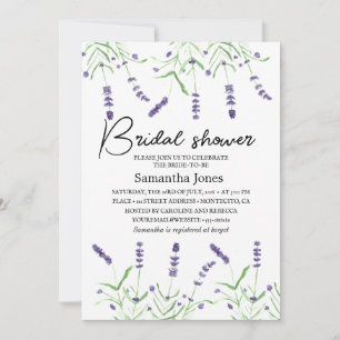 Convite Lavanda Flores de Aquarela Chá de panela Roxo