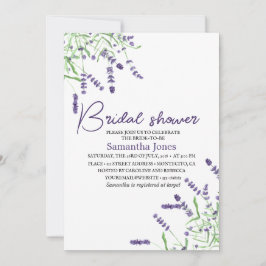 Convite Lavanda Flores de Aquarela Chá de panela Roxo