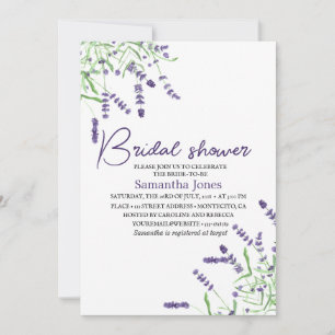 Convite Lavanda Flores de Aquarela Chá de panela Roxo