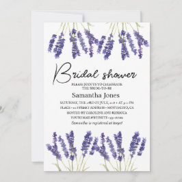 Convite Lavanda Flores de Aquarela Chá de panela Roxo