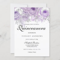 Lavanda Flores Prateadas Brancas Roxas Quinceanera