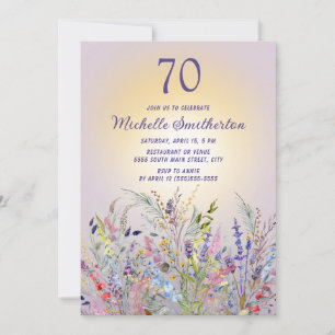 Convite Lavanda Flores Silvestres Aniversário de 70 Anos p