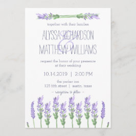 Convite Lavanda Francesa de Aquarela no Casamento Branco
