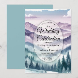 Convite Lavanda Frost no Casamento de Névoa Alpina