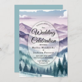 Convite Lavanda Frost no Casamento de Névoa Alpina