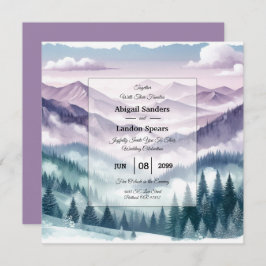 Convite Lavanda Frost no Casamento de Névoa Alpina
