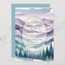 Convite Lavanda Frost no Casamento de Névoa Alpina