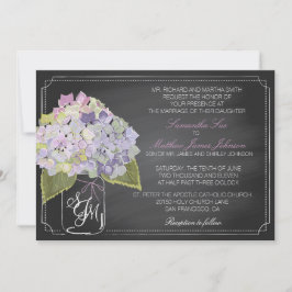 Convite Lavanda Hydrangea Chalkboard Rustic Weding