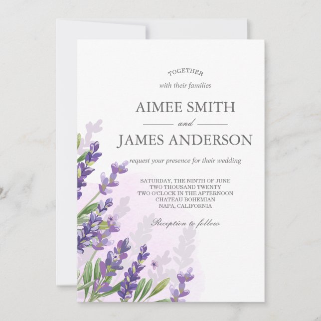 Convite Lavanda Invitation Rustic Elegant Floral (Frente)