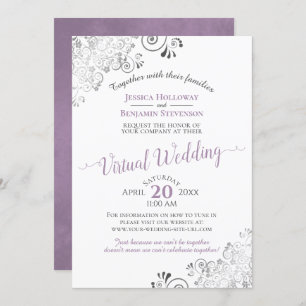 Convite Lavanda Lacy Silver e Casamento Virtual Branco