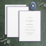 Convite Lavanda Lilac Elegante e Casamento com Tipografia<br><div class="desc">Um belo convite de casamento de tipografia para um verão ou casamento outono! Esta bela e elegante design apresenta uma lavanda lilás em torno de um convite branco, com a tipografia moderna em branco suave. Uma design simples e minimalista. Muito obrigado por apoiar a nossa pequena empresa, que apreciamos muito!...</div>