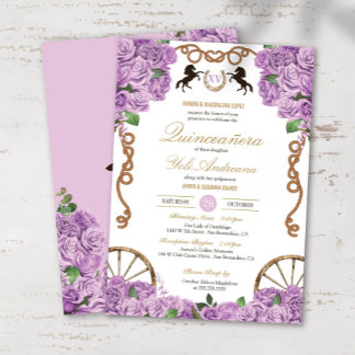 Convite Lavanda Lilac Rosas Western Charro Quinceanera