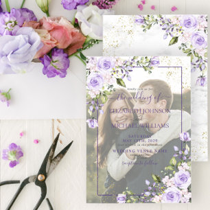 Convite Lavanda Lilac Vellum Overlay Foto Casamento